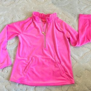 Girls Lilly Pulitzer hot pink 3/4 zip velour like new